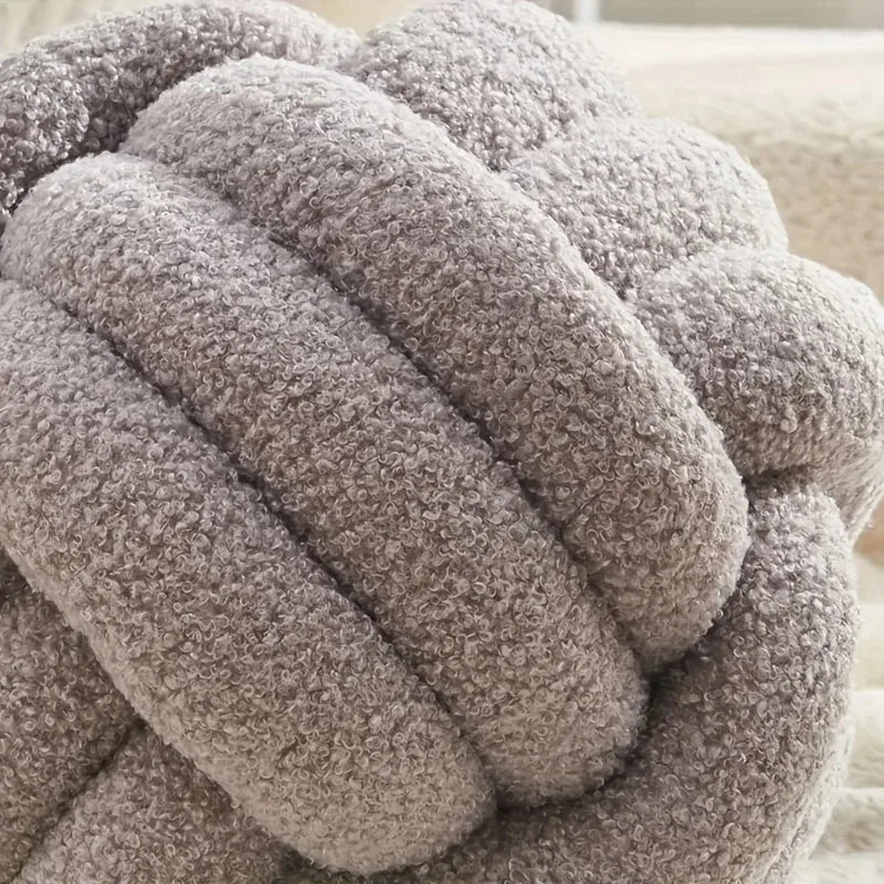 Woven Ball Knot Cushion – Round Decorative Pillow