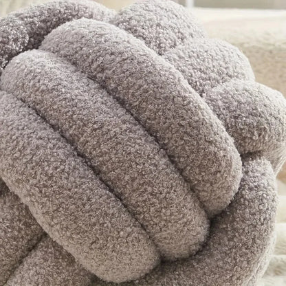 Woven Ball Knot Cushion – Round Decorative Pillow