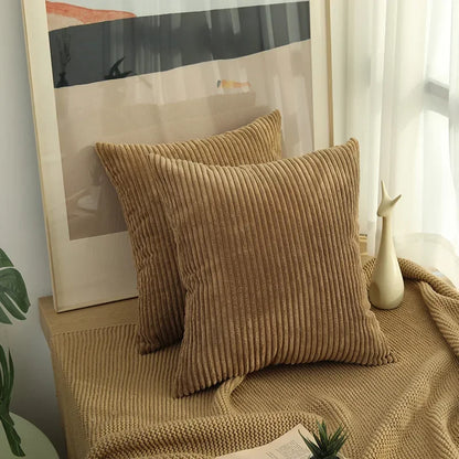Soft Corduroy Cushion Cover – Fluffy Striped 40-50cm