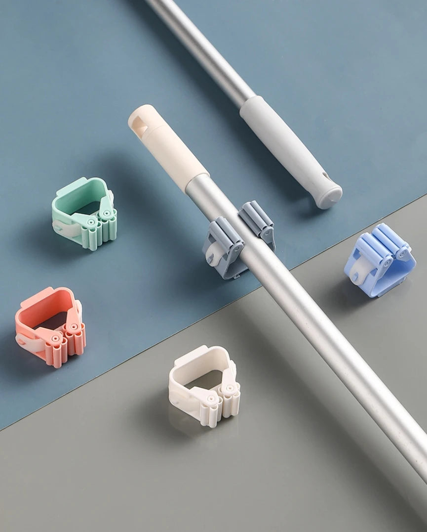 Multi-Purpose Adhesive Wall Hooks – Mop & Broom Holder for Kitchen/Bathroom Organization