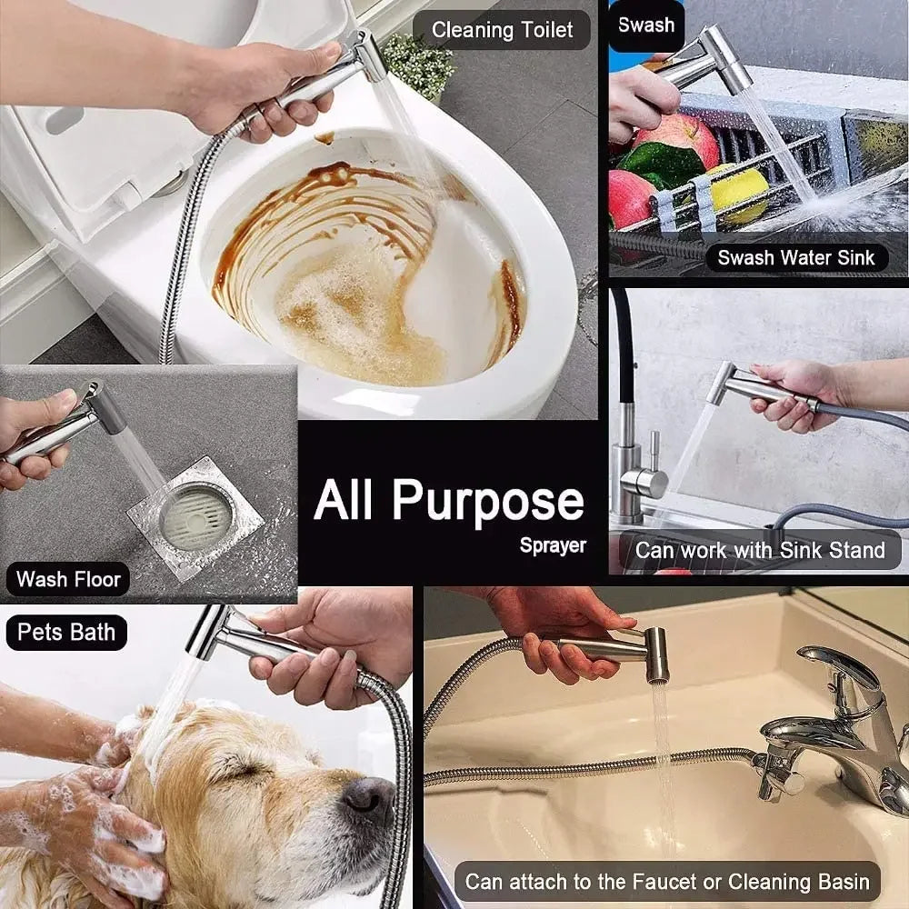 Stainless Steel Handheld Bidet Spray – Wall Mounted Toilet Sprayer