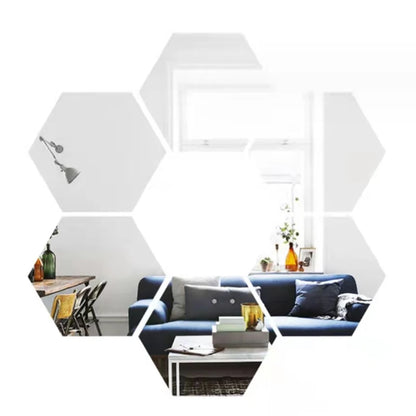 3D Hexagon Mirror Wall Stickers – Rose Gold & Silver