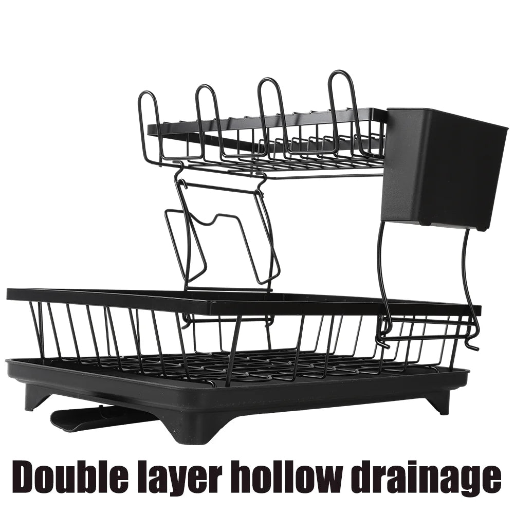 2-Tier Compact Dish Drying Rack – Space-Saving, Durable & Modern