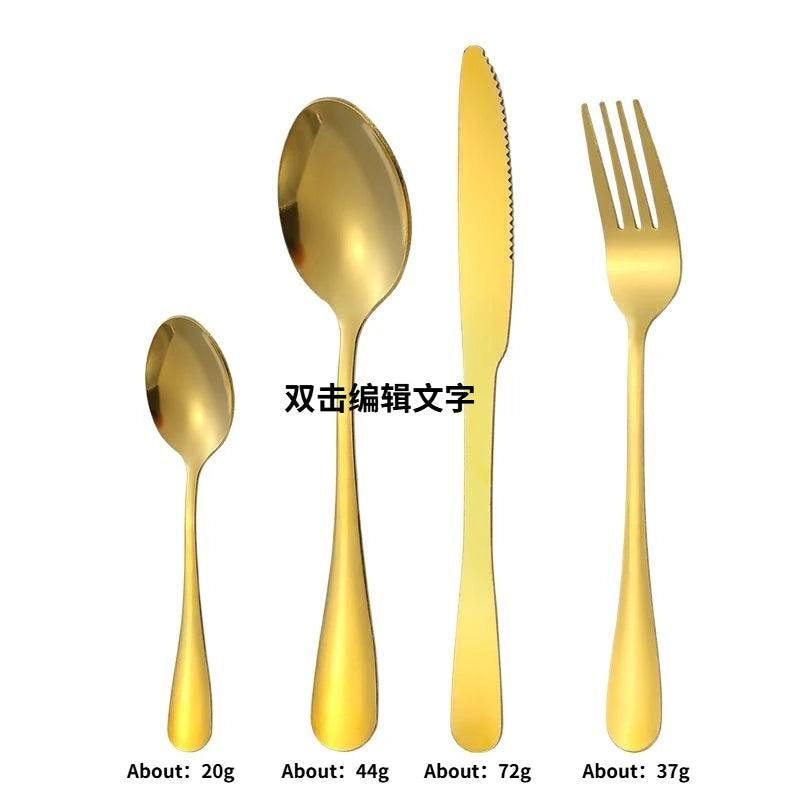 24-Piece Black & Gold Silverware Set – Elegant Stainless Steel Flatware