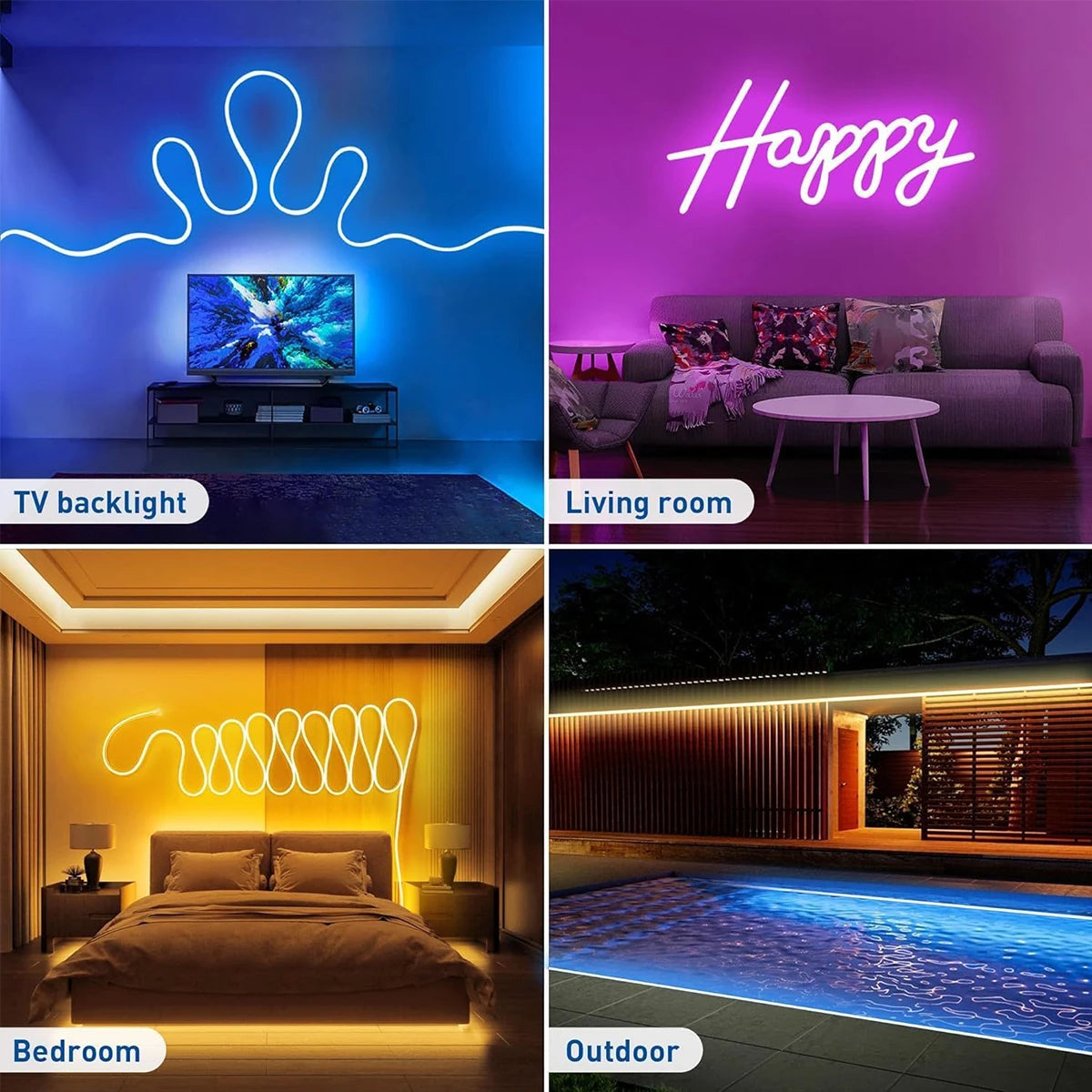 5V RGB Neon Strip Light – Vibrant Waterproof LED Glow for Rooms, TVs &amp; Home Décor (Bluetooth + Remote)