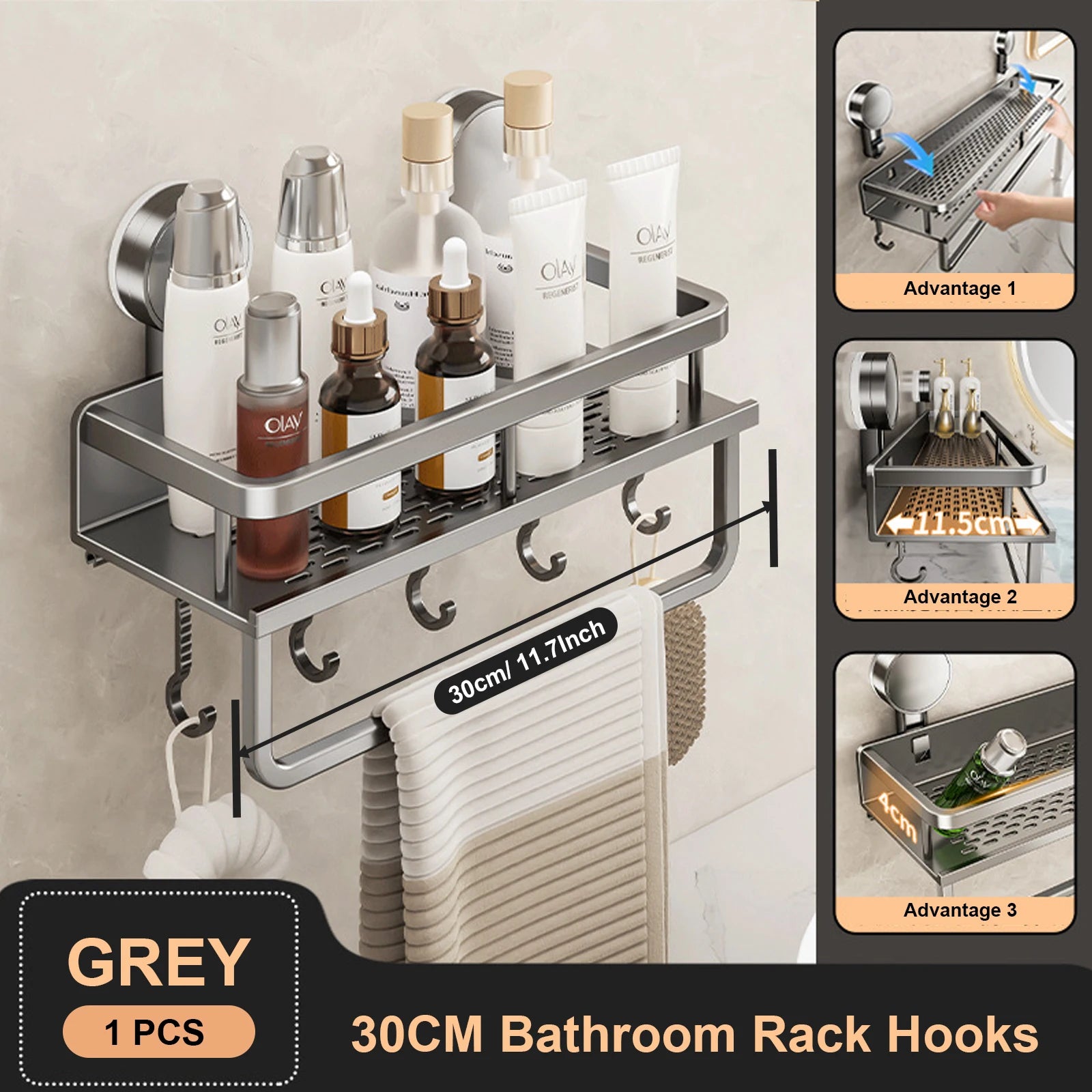 No-Drill Bathroom Suction Shelf – Space-Saving Storage