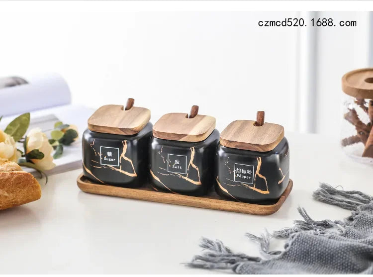 Japanese kitchen matte seasoning jar set